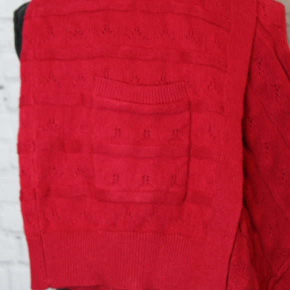 Red Open Front Cardigan - Picture 3 of 5
